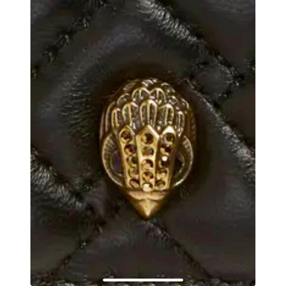 Kurt Geiger Quilted Leather Card Holder Crystal Eagle Head New in Box-Black - Picture 11 of 16